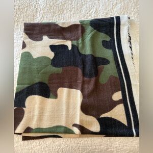 Zara Camo Print Soft Scarf in Green, Brown, Black, Cream